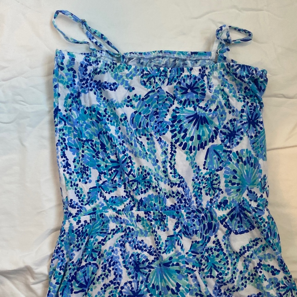 Lilly Pulitzer Blue & Aqua Floral Girls Romper - Picture 9 of 9